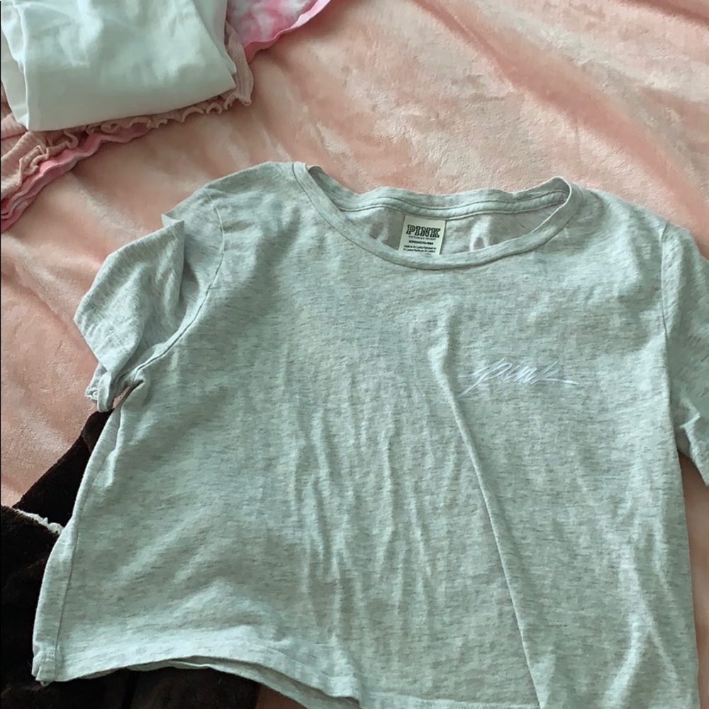 VS PINK grey cropped tee size S